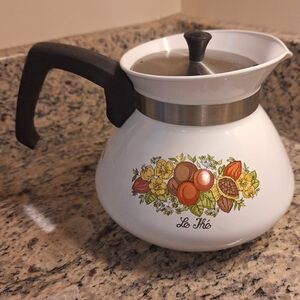Vintage Corning Ware Teapot~Coffee~Spice of Life~Le Thé~6 Cups~Pyroceram~1970's